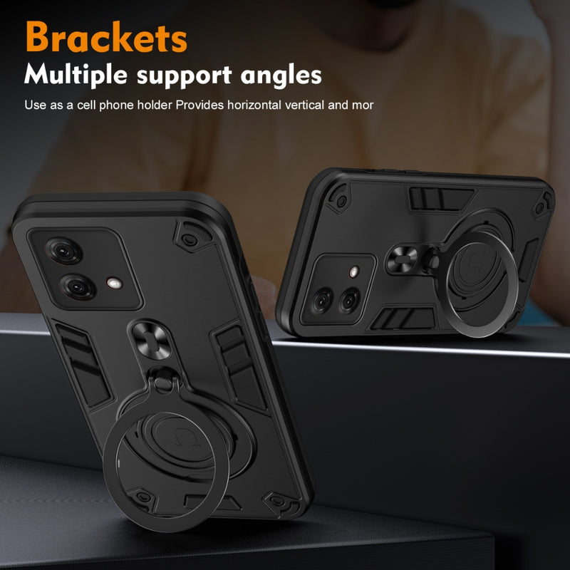 Load image into Gallery viewer, Motorola Moto E32 - Metal Ring 360 Degree Rotating Holder PC Hybrid TPU Phone Case
