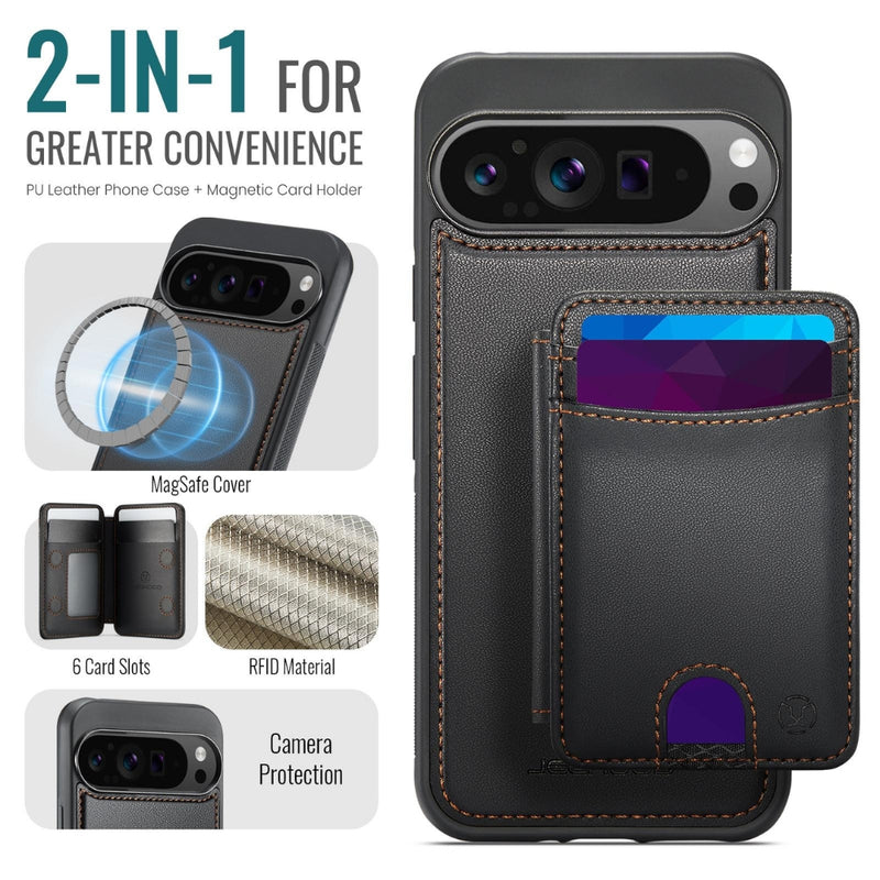 Chargez l'image dans la visionneuse de la galerie, Google Pixel 11 Pro XL - Flip Card Bag MagSafe Split RFID Leather Phone Case
