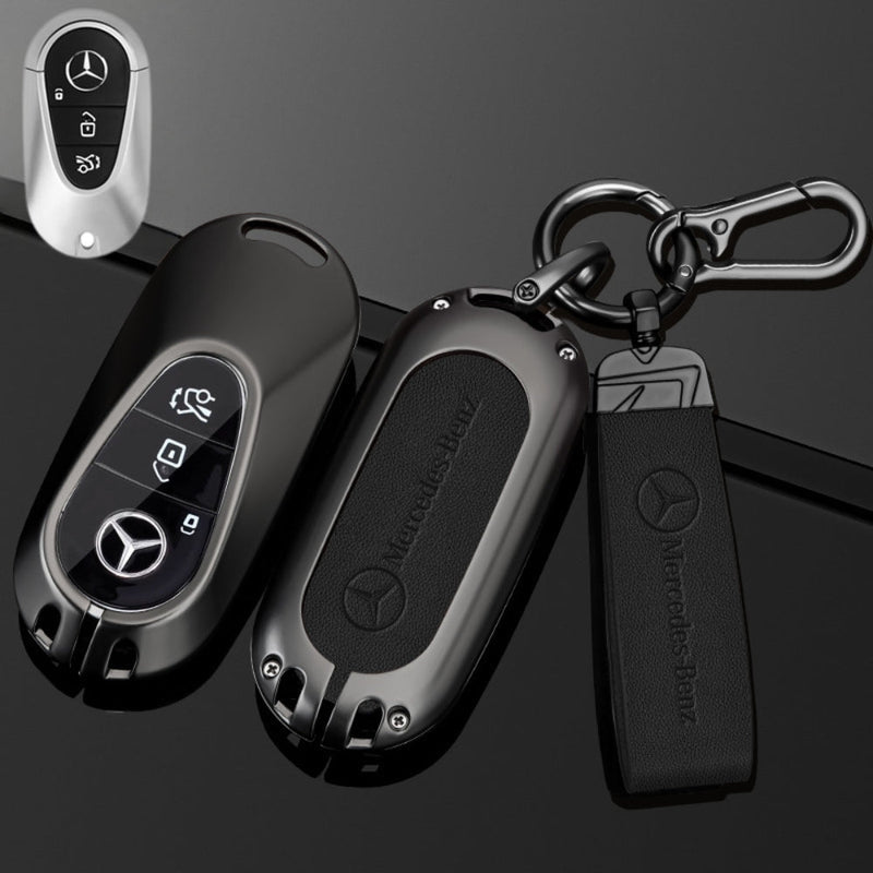 Chargez l&#39;image dans la visionneuse de la galerie, Mercedes Benz Alloy + Leather Protection Car Key Fob Case Cover For Benz A, B, C, E, S, G-Class, GLA, GLB, GLC, GLE, GLS, CLA, CLS, EQC
