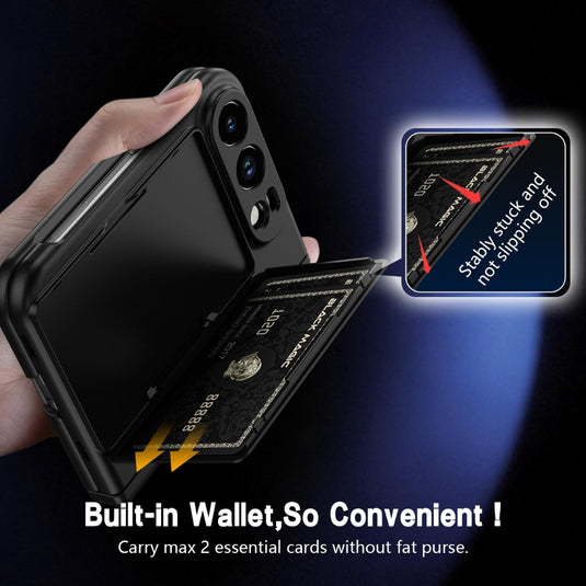 Apple iPhone Ultra / Fold - Card Bag Holder Hinge Integrated Film Phone Case, with Pen