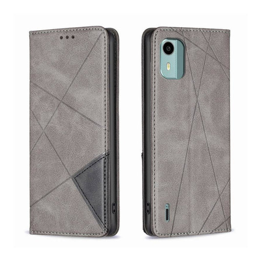 Nokia C21 - Rhombus Texture Magnetic Leather Phone Case