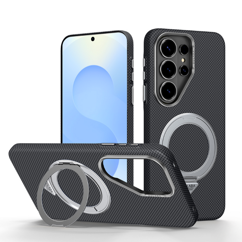 Cargue la imagen en el visor de la galería, [Built-in Stand][Magsafe Compatible] Samsung Galaxy S26/Plus/Ultra - Carbon Fiber Pattern Shockproof Protective Case
