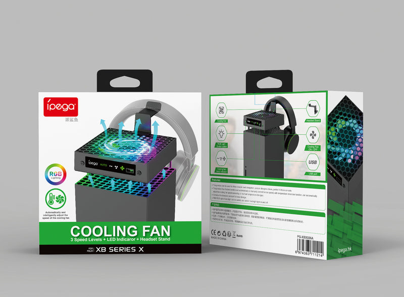 Load image into Gallery viewer, Xbox Series X Upper Top Cooling Fan With RGB Lighting &amp; Headphone Hook Stand
