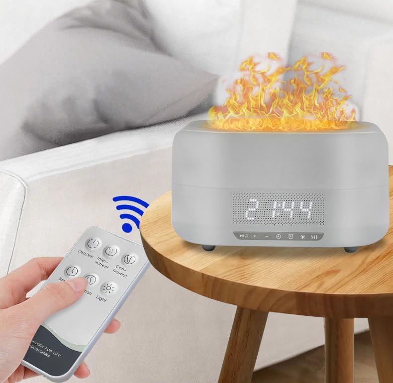 Cargue la imagen en el visor de la galería, Essential Oil Diffuser, Flame Aroma Diffuser Humidifier With Bluetooth Speaker and Clock, 400ML High Capacity Humidifier for Office and Bedroom
