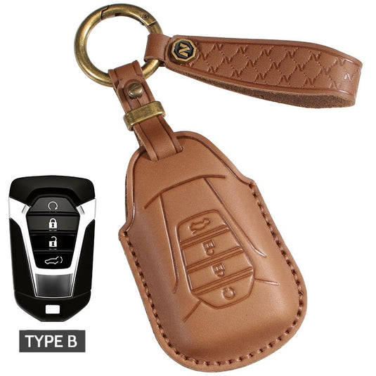 Isuzu Genuine Leather Full-cover Design Car Key Case Cover for D-Max, MU-X, Ruimai, RE-MAX