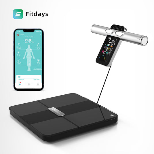 Fitdays Wireless Bluetooth Professional 8-electrode Body Fat Scales with Hand Sensor Full Body Composition BMI Scale