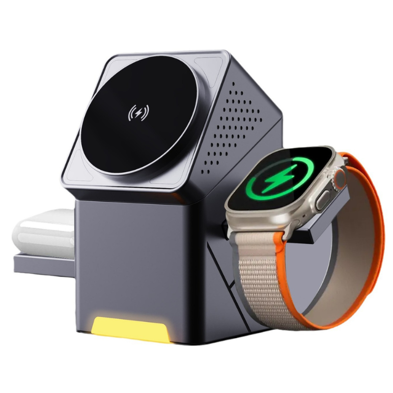Cargue la imagen en el visor de la galería, 3 in 1 Wireless Charging Station for Apple MagSafe Charger Stand, Qi2 Wireless Charger,15W Magnetic Charger Dock for iPhone 16,15,14,13,12, for Apple Watch,AirPods
