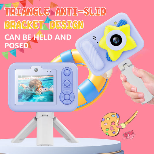 [Depth 1.5M Max] High-Definition IP68 Waterproof Kids Camera With Triangular Stand & Safety Strap - Polar Tech Australia