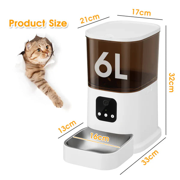 Load image into Gallery viewer, [TUYA Smart Home][With HD Camera] 6L Large Pet Cat Dog Smart Automatic Auto Feeder Food Dispenser APP Control - Polar Tech Australia
