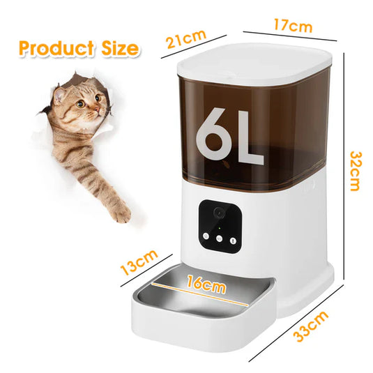 [TUYA Smart Home][With HD Camera] 6L Large Pet Cat Dog Smart Automatic Auto Feeder Food Dispenser APP Control - Polar Tech Australia