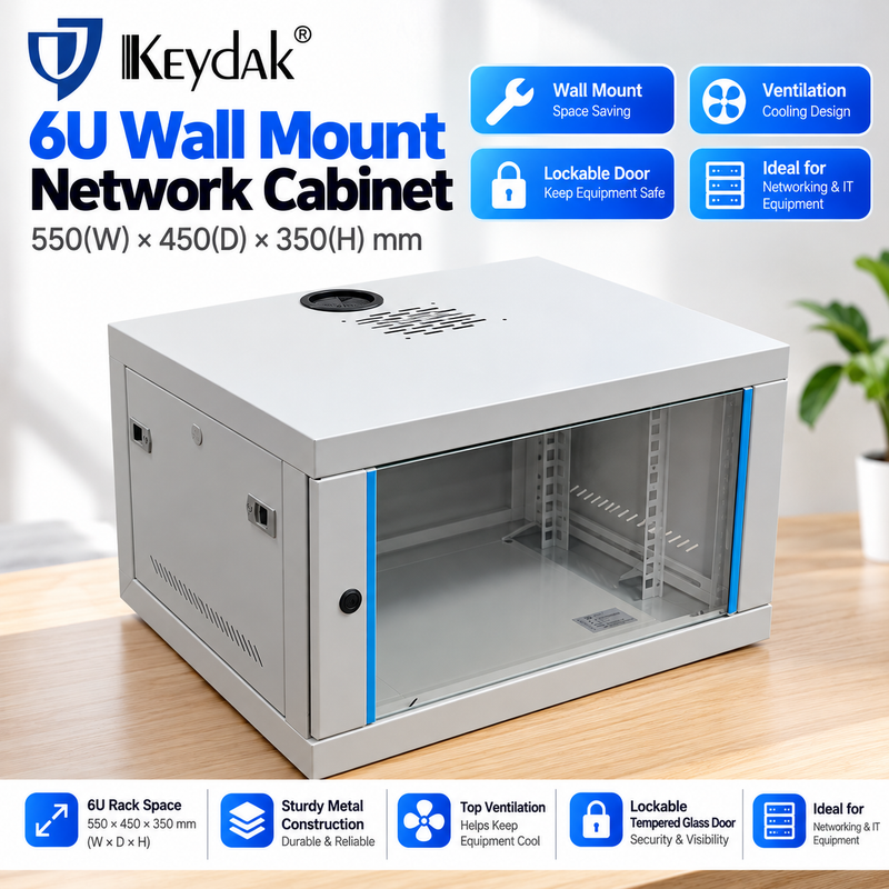 Cargue la imagen en el visor de la galería, [Assembled] 6U Heavy Duty Commercial Grade Wall Mount &amp; Free Standing Network Server CCTV PoE Switch Cabinet Rack Lockable Enclosure - Polar Tech Australia
