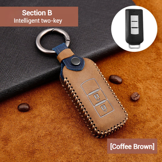Mitsubishi Genuine Leather Full Protection Smart Key Fob Case Cover For Outlander, ASX, Pajero Sport, Eclipse Cross