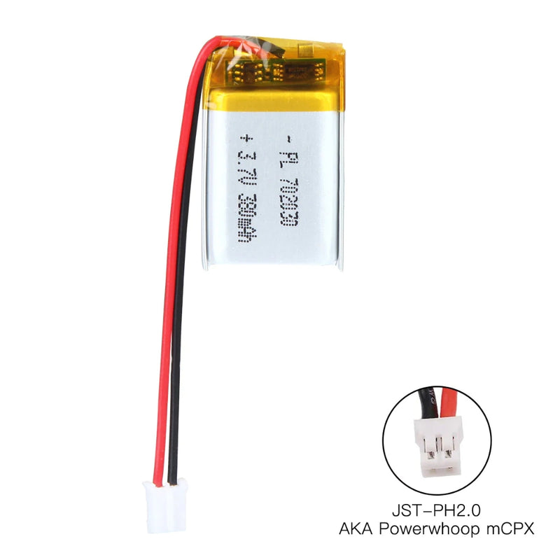 Cargue la imagen en el visor de la galería, [PH2.0-JST Connector][702030] Universal 380mAh 3.7V Rechargeable Li-Ion Lithium Polymer Battery - Polar Tech Australia
