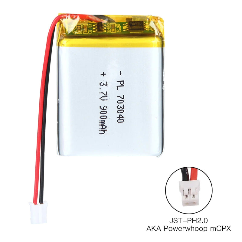 Cargue la imagen en el visor de la galería, [PH2.0-JST Connector][703040] Universal 900mAh 3.7V Rechargeable Li-Ion Lithium Polymer Battery - Polar Tech Australia
