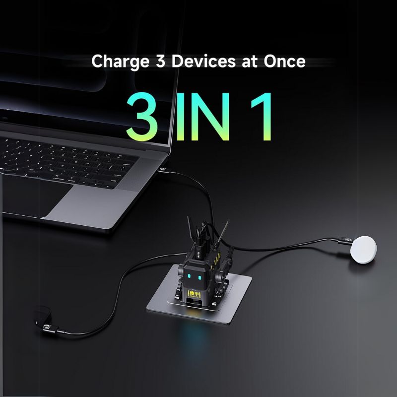 Cargue la imagen en el visor de la galería, GravaStar Power Strip + GravaStar 65W USB C Charger, Alpha65 Robot Fast GaN Charger Block, 3-Port Fast Power Adapter, Foldable Compact Wall USB C Charge

