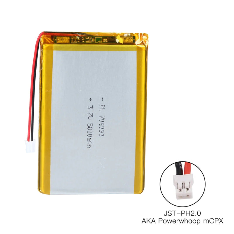 Cargue la imagen en el visor de la galería, [PH2.0-JST Connector][706090] Universal 5000mAh 3.7V Rechargeable Li-Ion Lithium Polymer Battery - Polar Tech Australia
