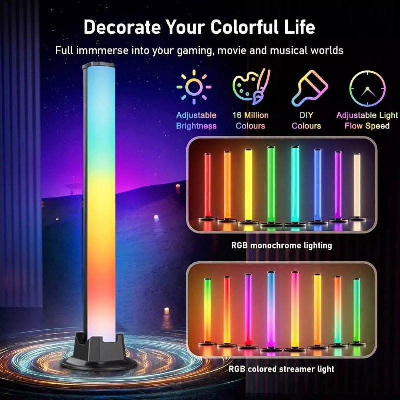 Cargue la imagen en el visor de la galería, [Music Rhythm] Wifi Bluetooth LED Smart RGB Lights Bars For Gaming Room Or Desktop Accessories, TVs,  Compatible With Alexa, Google Assistant 2 Pack
