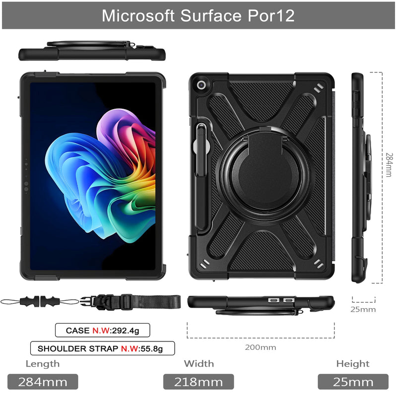 Load image into Gallery viewer, Microsoft Surface Pro 12 (2025) - 360 Degree Rotate Shockproof Heavy Duty Tough Stand Case Cover With Pen Holder
