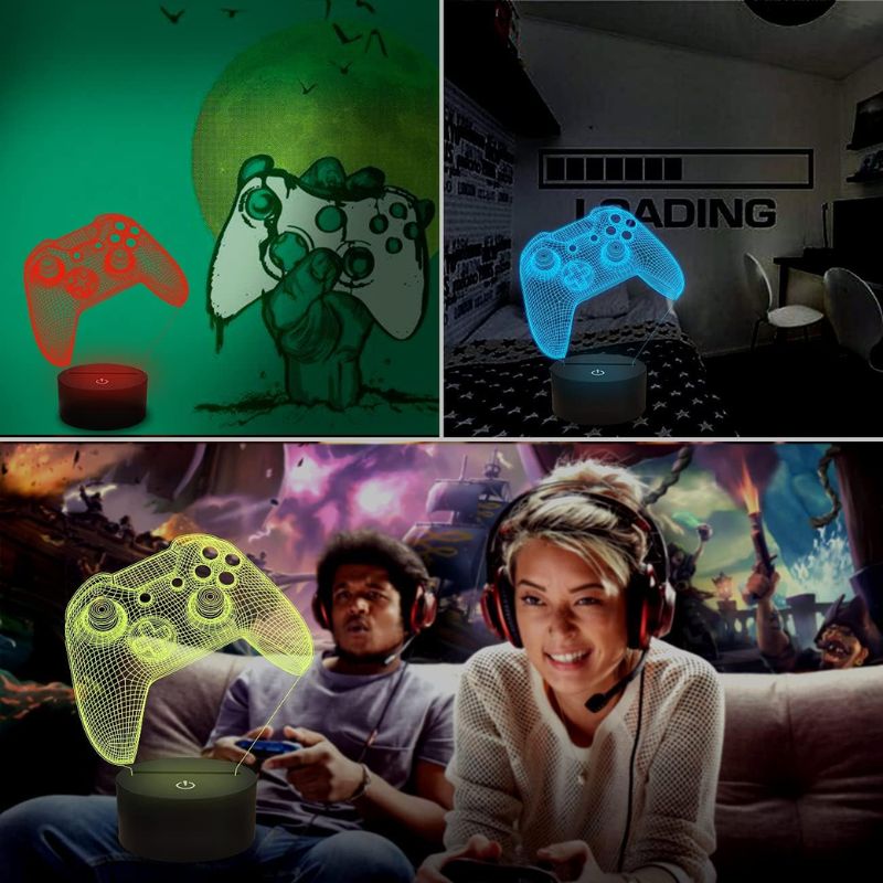 Cargue la imagen en el visor de la galería, 3D Gamepad Night Light Desk Lamps Kids Room Decor Best Festival Birthday Gifts for Game Fan
