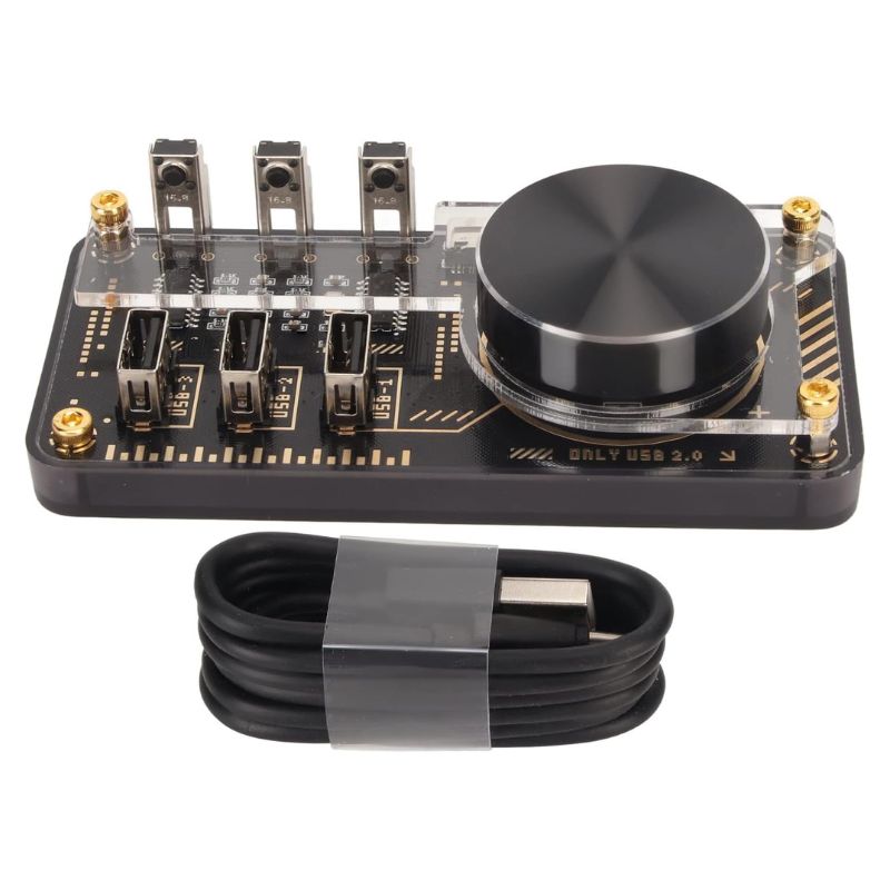 Cargue la imagen en el visor de la galería, Retro look USB Hub with Volume Control RGB Ambient Light for Win PC for OS X Laptop Boyfriend Gift
