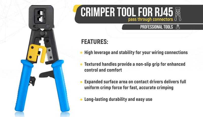 Load image into Gallery viewer, [Pass Through] Portable Self-adjusting RJ45 / RJ11 / RJ12 6P / 8P - Crimping Pliers Wire Cable End Sleeve Ferrule Cutter Crimper Network Ethernet Internet Cable Clamp Tool
