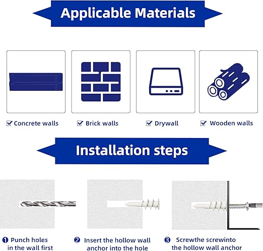 Cargue la imagen en el visor de la galería, [310 Pieces Kit] Drywall Anchors Self Drilling Nylon Plastic Hollow Wall Anchors with Screws Kit Assortments
