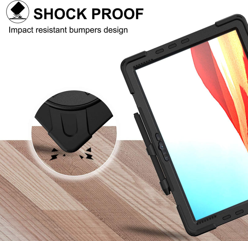 Cargue la imagen en el visor de la galería, Microsoft Surface Go 1/2/3 - 360 Degree Rotate Shockproof Heavy Duty Tough Stand Case Cover With Strap &amp; Pen Holder - Polar Tech Australia
