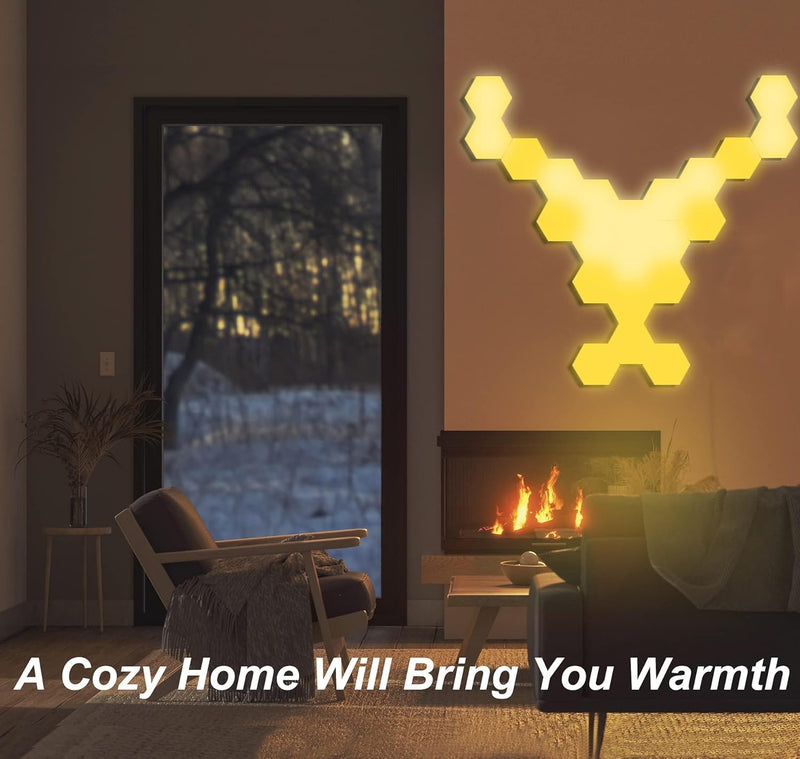 Chargez l&#39;image dans la visionneuse de la galerie, Hexagon RGB LED Smart Light Panels Punch-Free With App Control Gaming Lights Music Sync Hexagon Wall LED Lights DIY Geometry Ambience Lighting for Gaming Room Bedroom Streaming, 6 Panels
