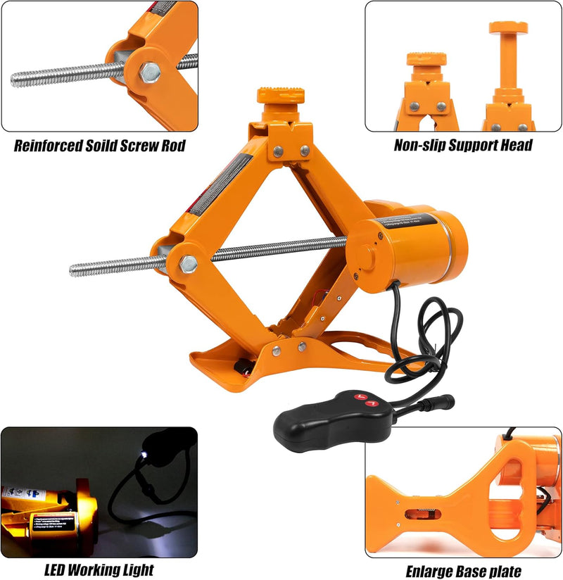 Chargez l&#39;image dans la visionneuse de la galerie, 3 Ton Electric Car Jack 12V Scissor Jack for Sedan and SUV, Portable &amp; Waterproof, LED Light, Safety Features - Polar Tech Australia
