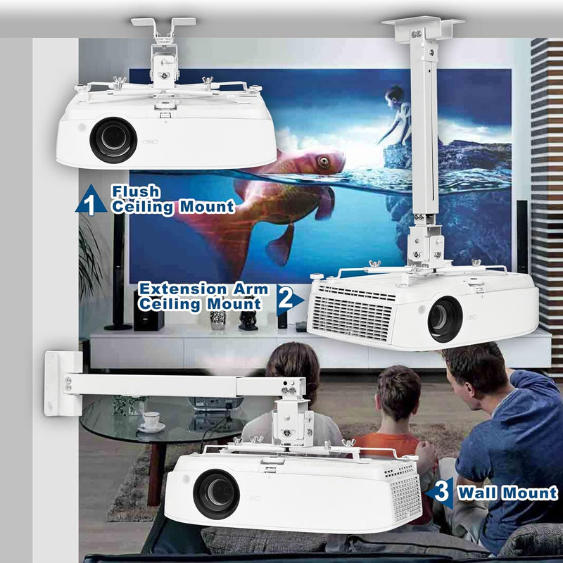 Chargez l'image dans la visionneuse de la galerie, Universal Retractable Extension Aluminum Projector Ceiling/Wall Mount Bracket Holder (4 Screws Mounting Type) - Polar Tech Australia
