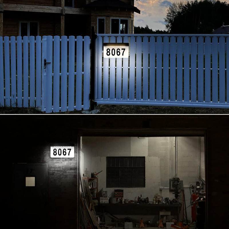 Chargez l&#39;image dans la visionneuse de la galerie, Solar Charge &amp; Battery Powered Address Sign LED Illuminated House Numbers Address LED Sign

