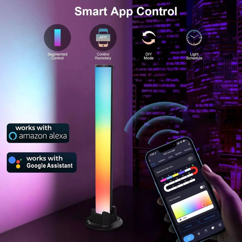 Cargue la imagen en el visor de la galería, [Music Rhythm] Wifi Bluetooth LED Smart RGB Lights Bars For Gaming Room Or Desktop Accessories, TVs,  Compatible With Alexa, Google Assistant 2 Pack
