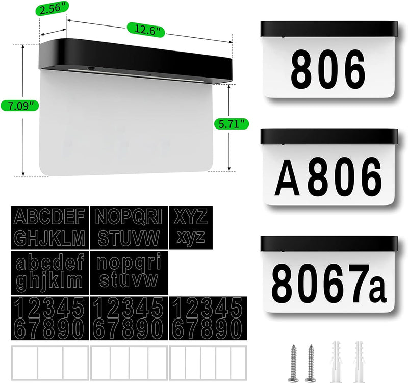 Chargez l&#39;image dans la visionneuse de la galerie, Solar Charge &amp; Battery Powered Address Sign LED Illuminated House Numbers Address LED Sign
