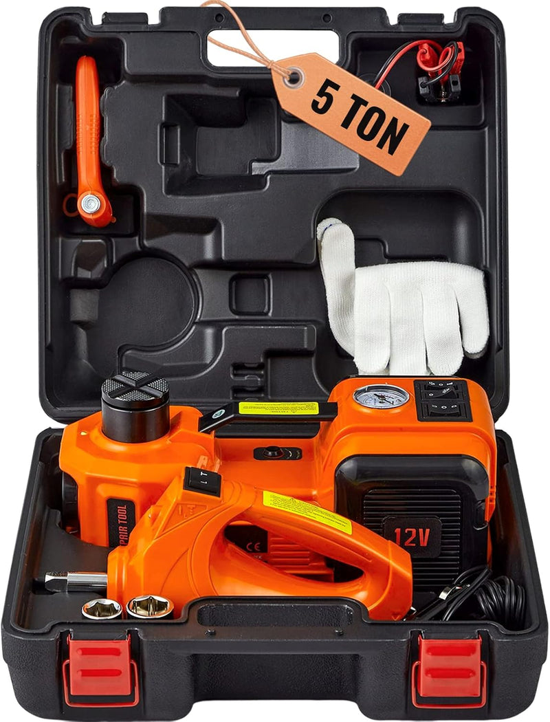Load image into Gallery viewer, [4 in 1] 5 Ton Electric Car Jack 12V Scissor Jack Lift for Sedan and SUV, Portable &amp; Waterproof, LED Light, Inflatable Pump. Electric Impact Wrench - Polar Tech Australia
