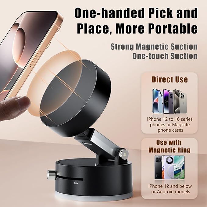 Chargez l&#39;image dans la visionneuse de la galerie, [A2] Universal Super Strong Secure Vacuum Suction MagSafe Compatible Magnet Phone in-Car Holder - Polar Tech Australia
