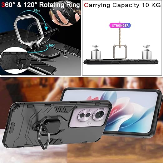 OPPO Reno11 F 5G (CPH2603) - Heavy Duty Armor Case With Ring Holder Stand - Polar Tech Australia