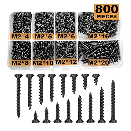 Cargue la imagen en el visor de la galería, [800 Pieces] Black Alloy Steel M2 Self Tapping Screws PC Computer Laptop Mobile Phone Printer Electronics Screw Set
