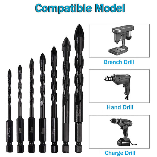 [9 in 1] Concrete Drill Bit Set Cross Carbide Tip Masonry Drill Bits Set (3 - 16mm)
