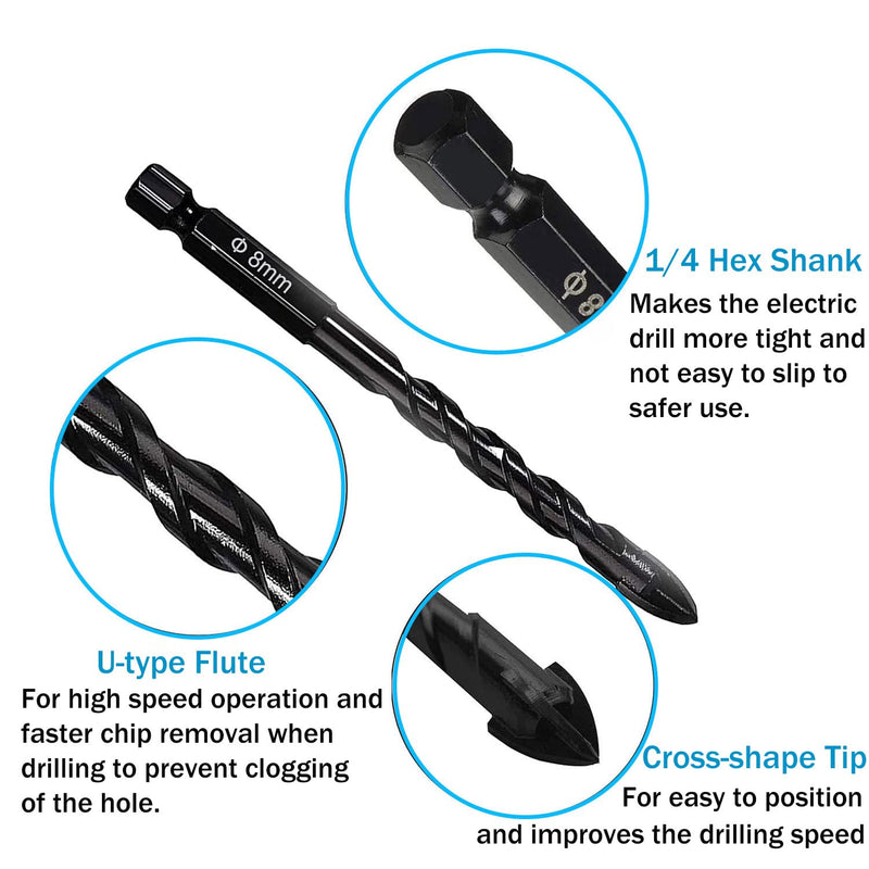 Load image into Gallery viewer, [9 in 1] Concrete Drill Bit Set Cross Carbide Tip Masonry Drill Bits Set (3 - 16mm)
