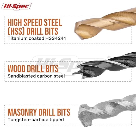Load image into Gallery viewer, Hi-Spec 130 Piece drill Set DIY drilling in metal, wood and plastic with HSS steel drill with titanium coating
