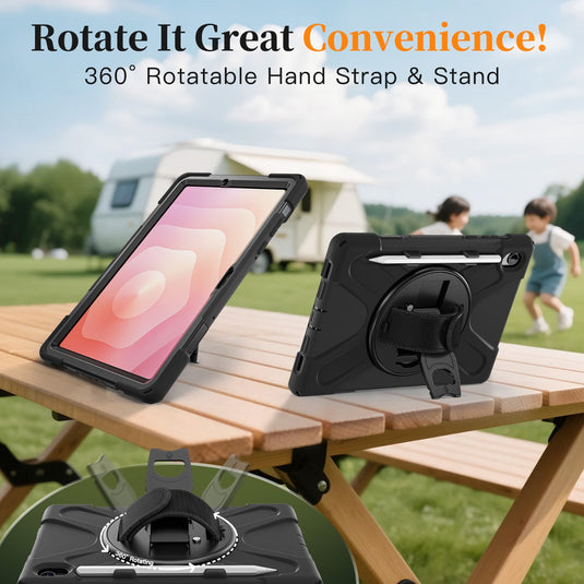 Samsung Galaxy Tab S11 (2025) 11" - Heavy Duty 360 Degree Rotate Stand Hand Strap Case With Shoulder Strap - i-Station Mobile Phone & Electronic Device Repair and Accessories