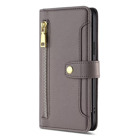 [With Card Slot] Apple iPhone 16/E/Plus/Pro/Max - Multi-Function Flip Leather Zipper Wallet Case With Wrist & Shoulder Strap