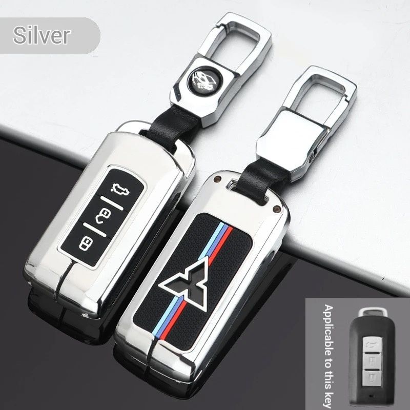 Chargez l&#39;image dans la visionneuse de la galerie, Mitsubishi Zinc Alloy + Silicone Car Key Fob Case Cover For Outlander, Eclipse Cross, ASX, Pajero, Lancer

