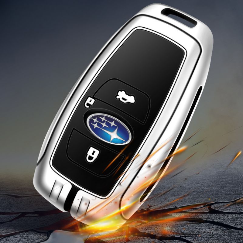 Chargez l&#39;image dans la visionneuse de la galerie, Subaru Metal Shell &amp; Soft Silicone Full Protection Remote Car Key Fob Case Cover For Outback, Forester, Impreza, WRX, XV, Crosstrek, Legacy
