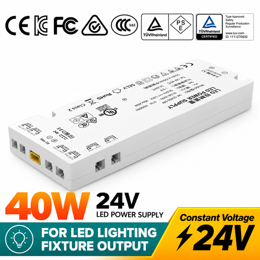 [WF-LD40U-24V][24V/40W] Universal Cabinet Light Power Supply – Multi-Output LED Driver Transformer for Kitchen Cabinets, Cupboards & Under Cabinet Lighting