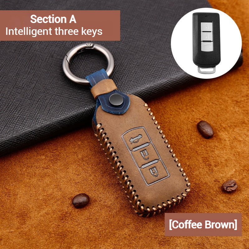 Chargez l&#39;image dans la visionneuse de la galerie, Mitsubishi Genuine Leather Full Protection Smart Key Fob Case Cover For Outlander, ASX, Pajero Sport, Eclipse Cross
