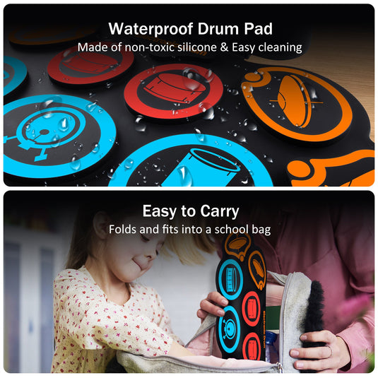 Kids Roll-Up Portable Electronic Drum Pad Kit