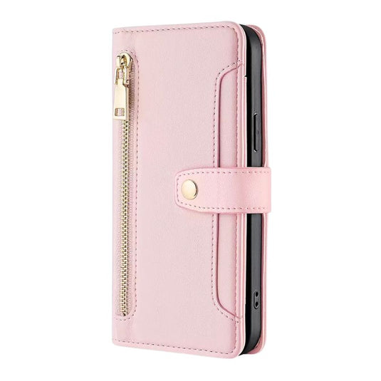[With Card Slot] Apple iPhone 16/E/Plus/Pro/Max - Multi-Function Flip Leather Zipper Wallet Case With Wrist & Shoulder Strap