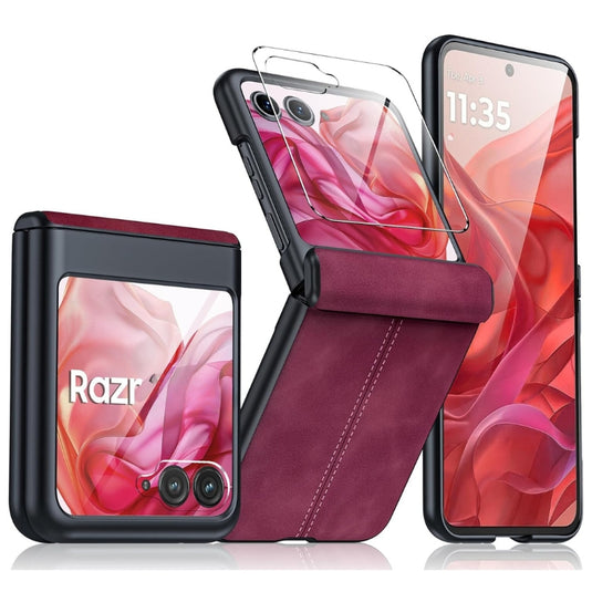 Motorola Moto Razr 50 Ultra/Razr Plus 2024 - Hinge Protection & Thin PU Leather Matte PC Shockproof Case - Polar Tech Australia