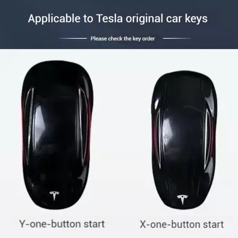Load image into Gallery viewer, Tesla Metal + PU Leather Smart Car Key Fob Case for Model 3, S, Y, X
